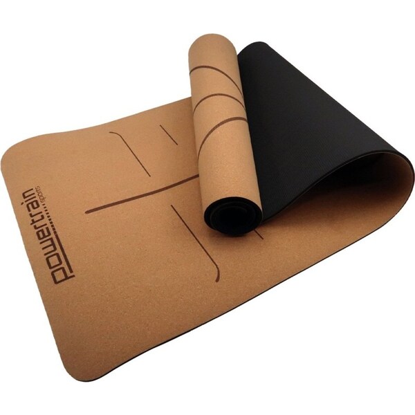 Powertrain Cork Yoga Mat with Carry Straps Home Gym Pilate Body Line