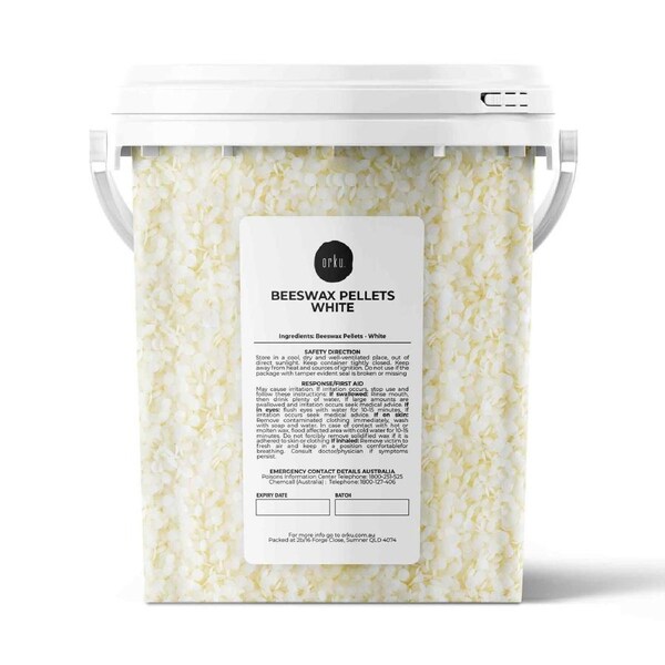 Orku 700g Pure Beeswax Pellets White BP Grade Refined Bead - Candle Cosmetic Tub