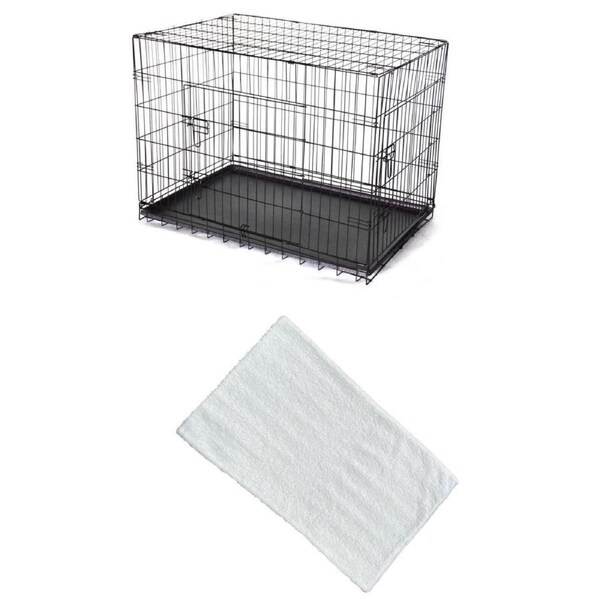 YES4PETS 48' Collapsible Metal Dog Crate Cat Cage With Mat