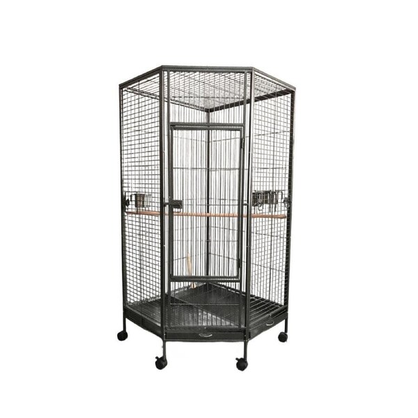 YES4PETS 162cm Large Corner Bird Cage Pet Parrot Aviary Perch Castor Wheel