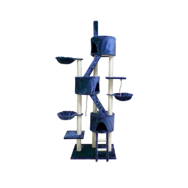 YES4PETS 244 cm XL Multi Level Cat Scratching Post Tree Scratcher Pole- Blue