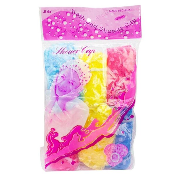 Safe Home Care Shower Cap Head Caps Flower Assorted Designs 6pcs