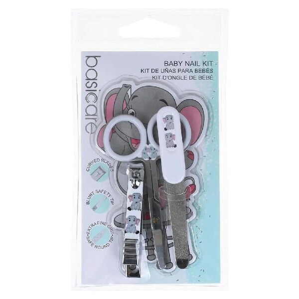 Basicare Baby Nail Kit 3 Piece Clipper File Scissors Safe Grooming Set