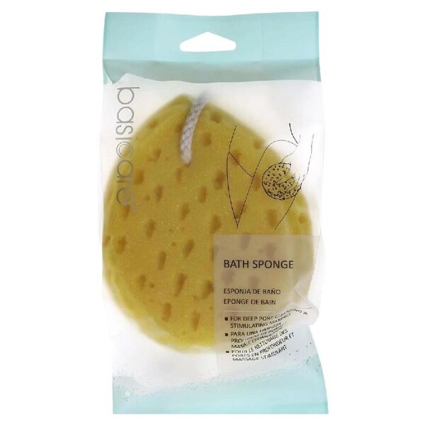 Basicare Sea Sponge Shaped Bath Sponge with Hanging Cord for Gentle Cleansing