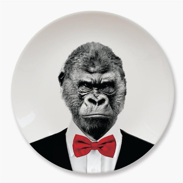 Mustard - Wild Dining - Gary Gorilla Ceramic Dinner Plate