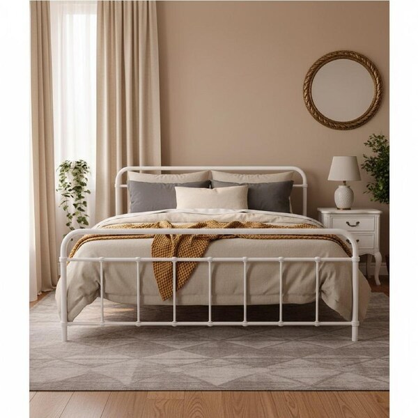Artiss Metal Bed Frame Queen Size 212x159cm White LEO