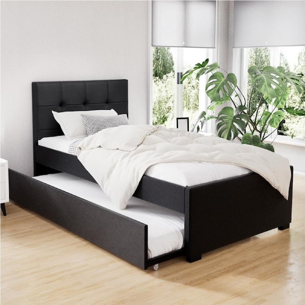 Artiss Bed Frame King Single Trundle Daybed Black