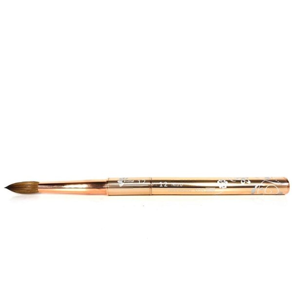Nitro 100% Kolinsky Acrylic Nail Art Brush Powder Metal Handle #12 Gold