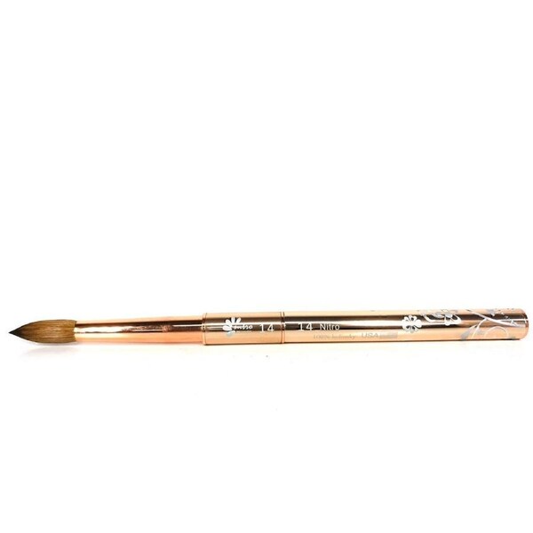 Nitro 100% Kolinsky Acrylic Nail Art Brush Powder Metal Handle #14 Gold