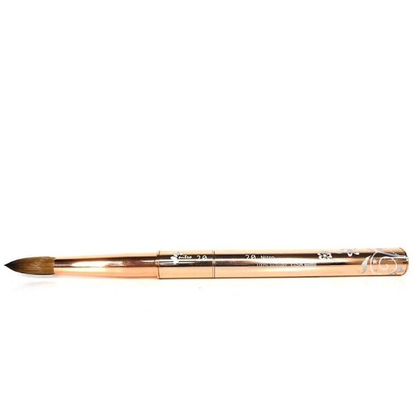 Nitro 100% Kolinsky Acrylic Nail Art Brush Powder Metal Handle #20 Gold