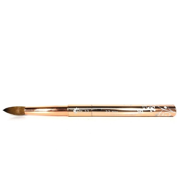 Nitro 100% Kolinsky Acrylic Nail Art Brush Powder Metal Handle #22 Gold