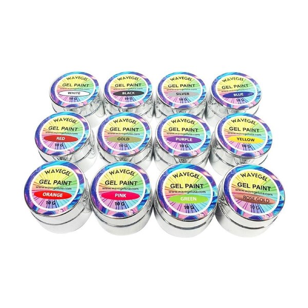 Wave 3D Nail Art Paint Drawing Color UV Gel Acrylic Tips Nail Art - 12 Colors