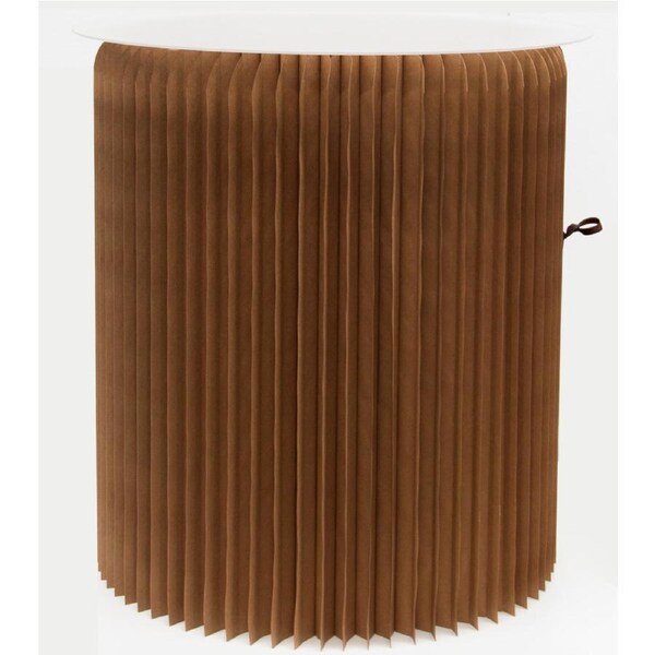 iPaper Folding Paper Table In Brown With A Clear Acrylic Table Top - 63cm Heigh - - Easy Assembly - Stylish Table for Home Decor Gifts