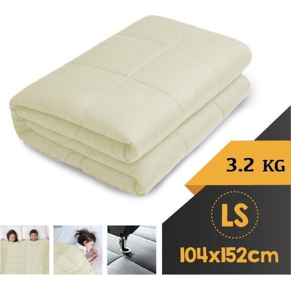 WEIGHTED BLANKET LONG SINGLE Heavy Gravity CREAM 3.2KG