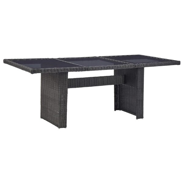 Garden Dining Table Black 200x100x74 cm Glass and Poly Rattan vidaXL