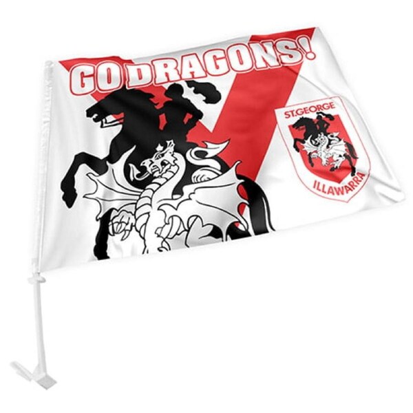 St George Illawarra Dragons NRL Clip on Window CAR Flag includes Pole