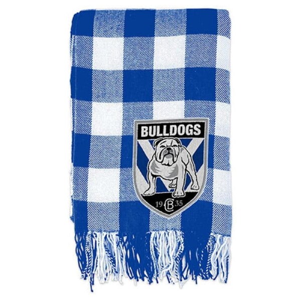 Canterbury Bulldogs NRL Rugby League TARTAN Fabric Large Throw Blanket