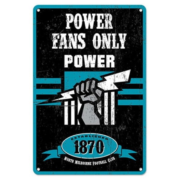 Adelaide Port Power Fans Only AFL Retro Metal Tin Wall Sign