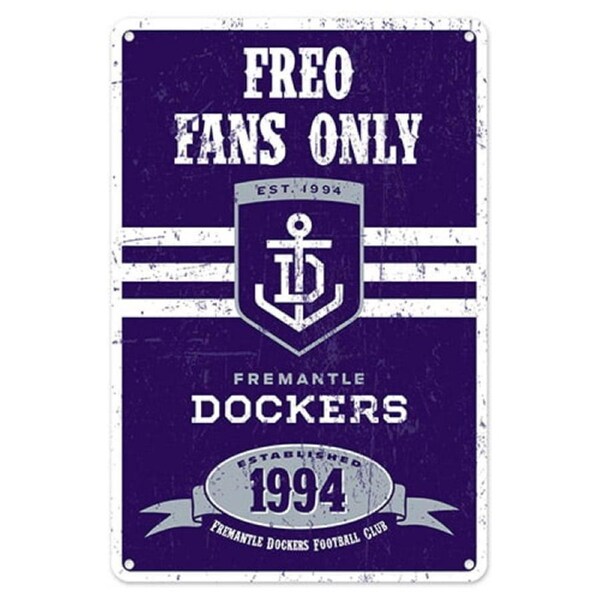 Fremantle Dockers Freo Fans Only AFL Retro Metal Tin Wall Sign