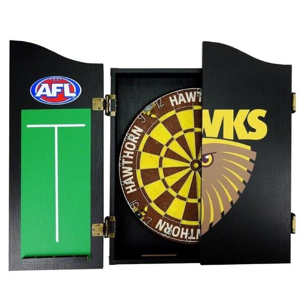 Hawthorn Hawks AFL Dart Board and Cabinet Set