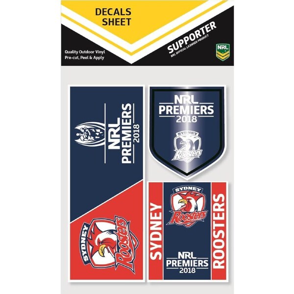 Sydney Roosters NRL 2018 Premiership Premiers Car Bumper Decal Sticker set of 3