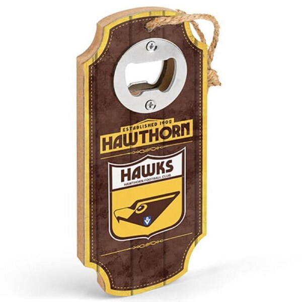 Hawthorn Hawks AFL First 18 Bottle Opener Wall Plaque Sign with Hanging Rope