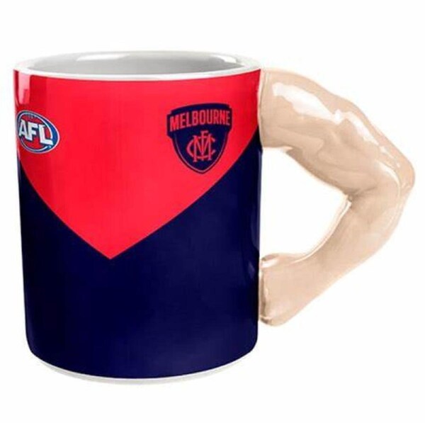 Melbourne Demons AFL Guernsey Coffee Mug Cup Moulded Muscled Arm as Handle