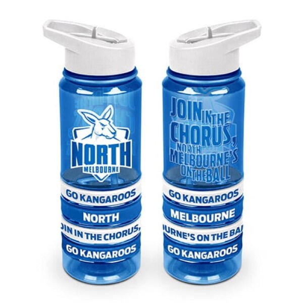 North Melbourne Kangaroos AFL Tritan Drink Water Bottle with Wrist Bands