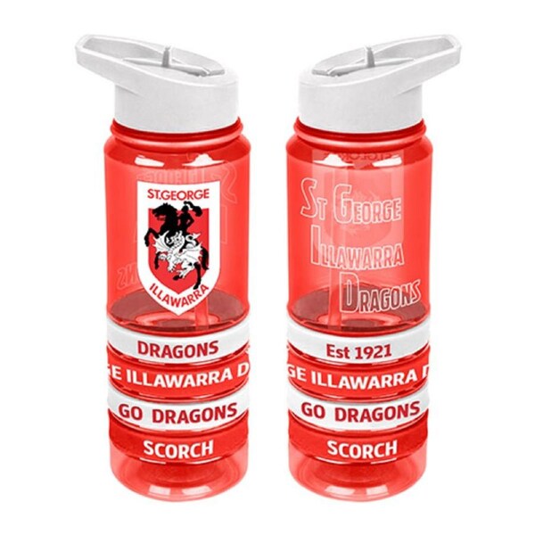 St George Illawarra Dragons NRL Tritan Drink Water Bottle with Wrist Bands