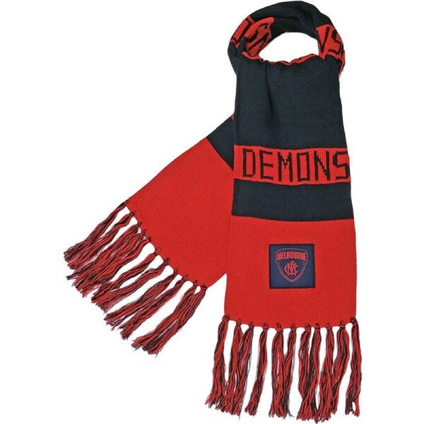 Melbourne Demons Traditional AFL Bar Scarf Warm Winter Neckwear