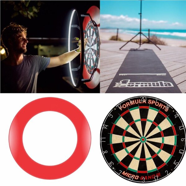 Portable Dart Board Camping Set Dart Board, Stand, Surround, Target Corona Light, Mat