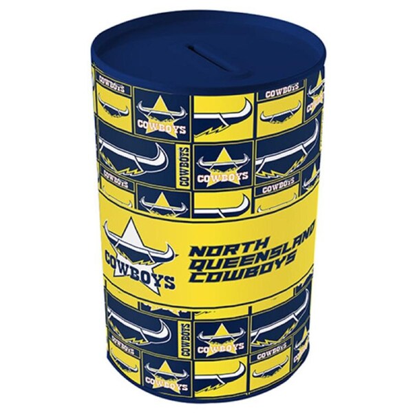 North QLD Queensland Cowboys NRL Tin Can Money Box
