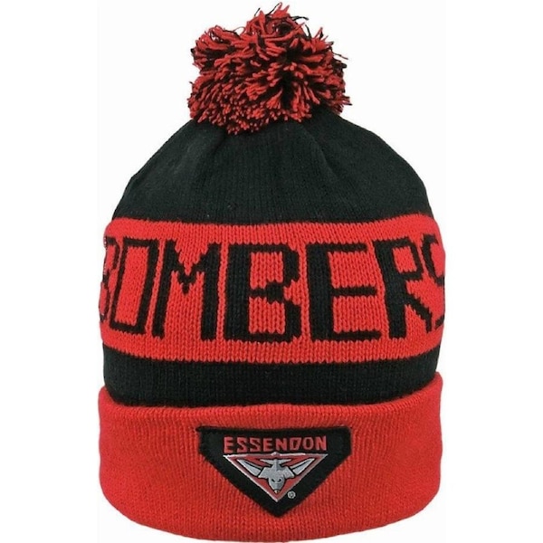 Essendon Bombers AFL Traditional Bar Beanie Hat Removable Pom-Pom