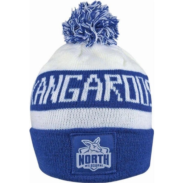 North Melbourne Kangaroos AFL Traditional Bar Beanie Hat Removable Pom-Pom