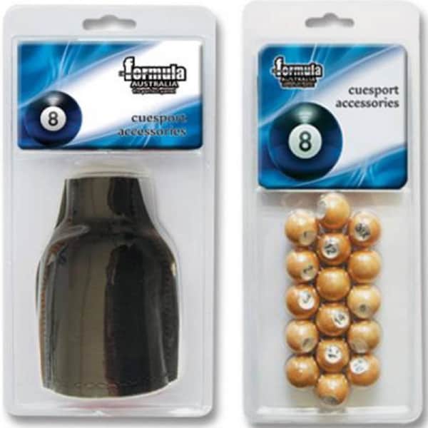 Pool Snooker Billiard Kelly Pool Leather Shaker and Timber Wooden Marbles