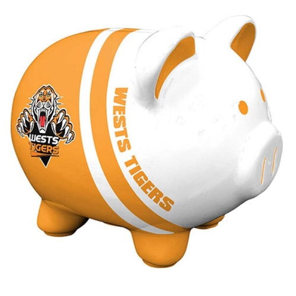 Wests Tigers NRL Dolomite Piggy Bank Money Box with Coin Slot