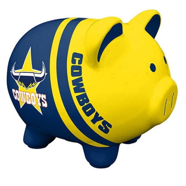 North QLD Queensland Cowboys NRL Dolomite Piggy Bank Money Box with Coin Slot