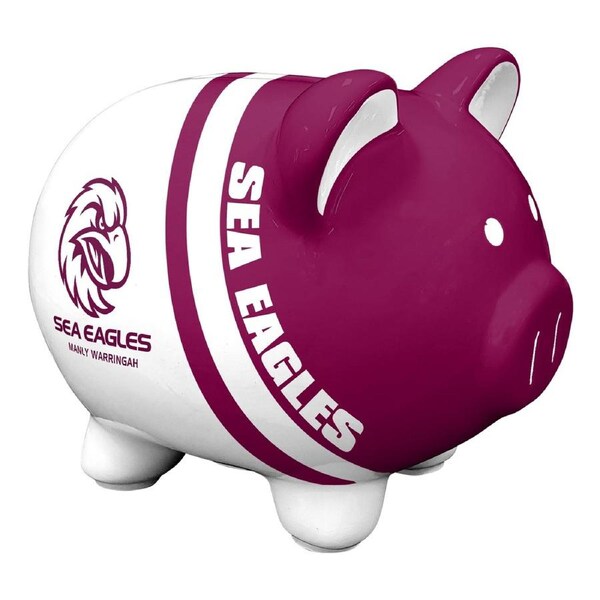 Manly Warringah Sea Eagles NRL Dolomite Piggy Bank Money Box with Coin Slot