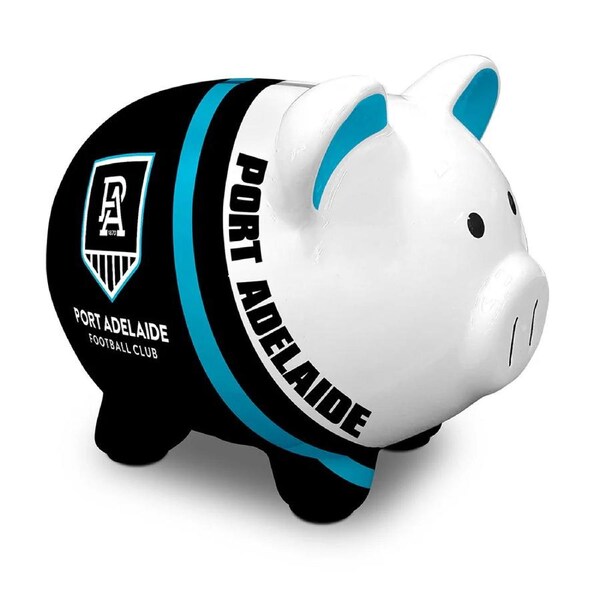 Adelaide Port Power AFL Dolomite Piggy Bank Money Box with Coin Slot