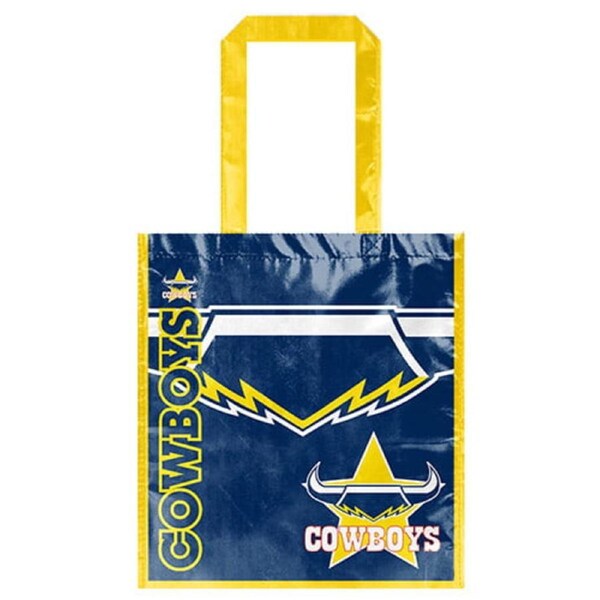 North QLD Queensland Cowboys NRL Laminated Carry Shopping Grocery Bag