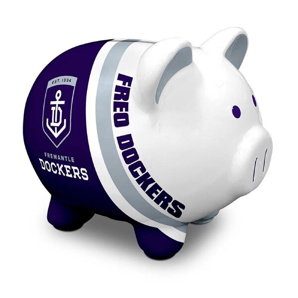 Fremantle Dockers Freo AFL Dolomite Piggy Bank Money Box with Coin Slot