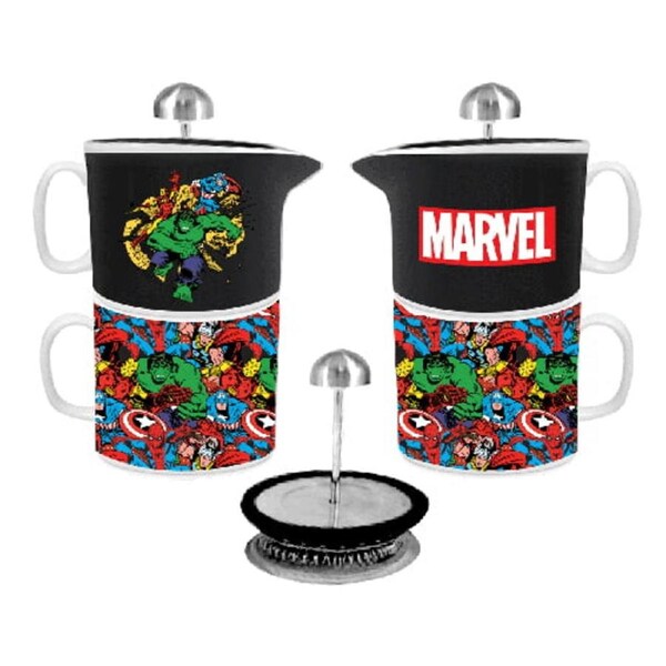 AVENGERS Marvel Ceramic & Metal Coffee Plunger For One Set