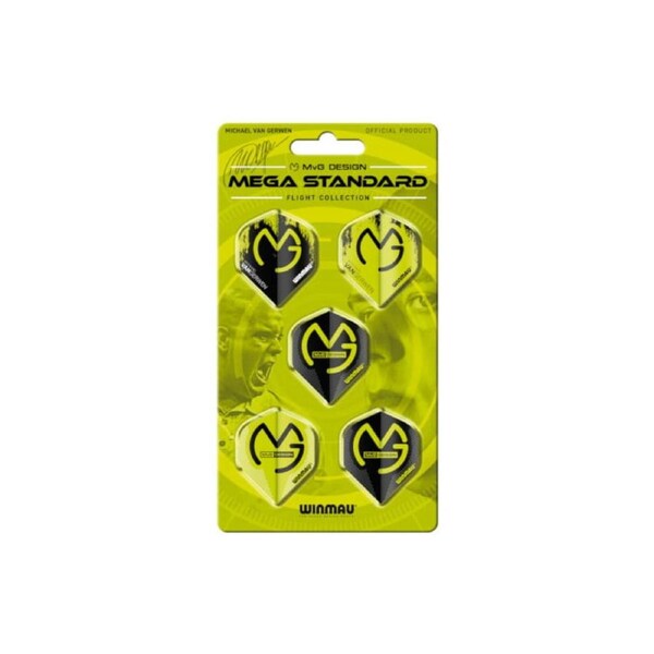 Winmau Dart Flights MVG Michael Van Gerwen Mega Standard (Pack of 5 sets of 3 fights)