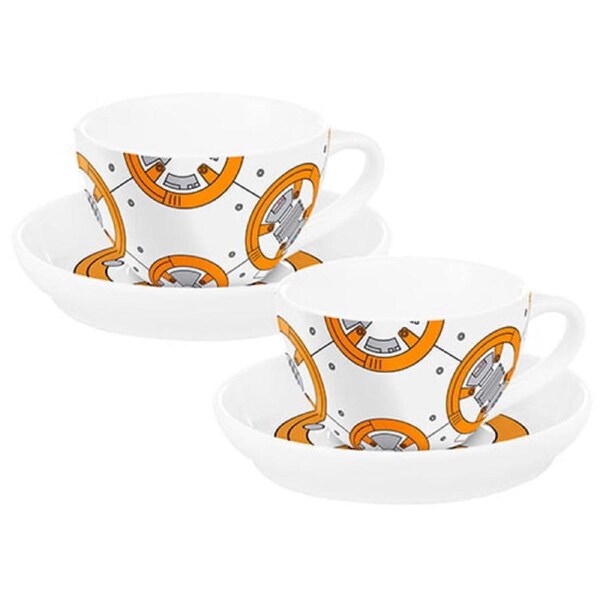 Star Wars BB8 Set of 2 Porcelain Tea Cups with Saucers