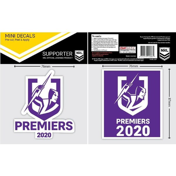Melbourne Storm NRL 2020 Premiers Premiership Mini Decals Sticker