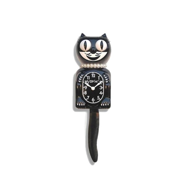 Classic Black Lady Kit Cat Clock 30s 40s 50s Rockabilly Retro