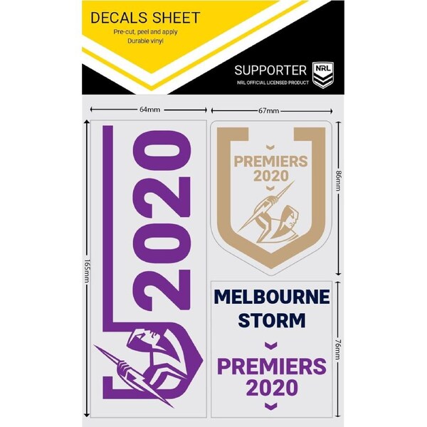 Melbourne Storm NRL 3 x Clear Car Decal Sticker 2020 Premiers Premiership