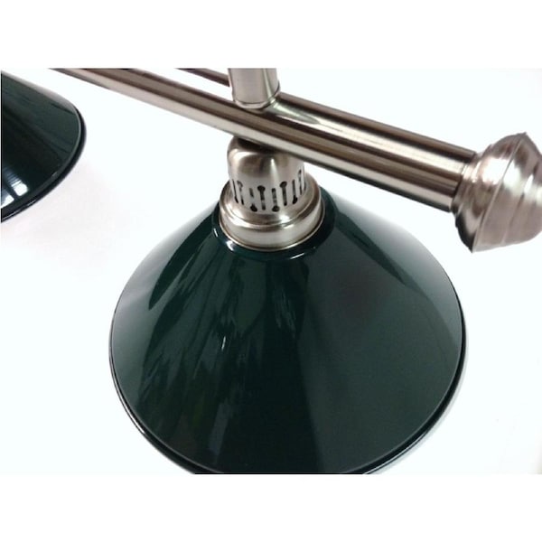 Pool Snooker Billiard Table Lighting - LARGE Brushed Light (4 x Green Shades)