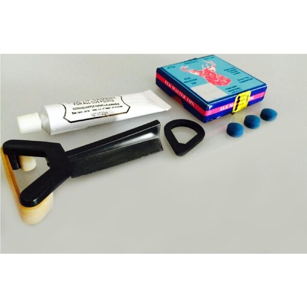 Tweeten Elk Master Pool Snooker Cue Tipping Kit 3 x 13mm Elkmaster Glue Tips + Glue Clamp