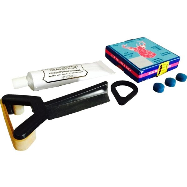 Tweeten Elk Master Pool Snooker Cue Tipping Kit 3 x 9mm Elkmaster Glue Tips + Glue Clamp